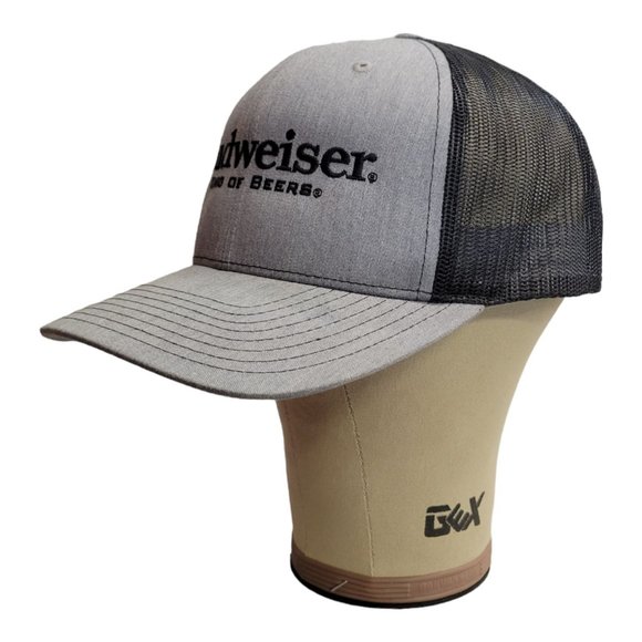 Richardson Budweiser King Of Beers Mesh Snapback Cap Trucker Baseball Hat Gray - Picture 3 of 12